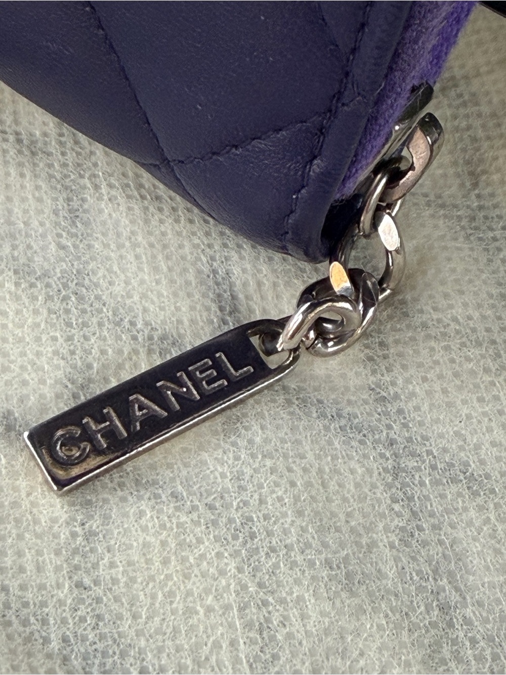 CHANEL PURPLE/PLUM LAMBSKIN QUILTED WALLET WITH COA - Picture 6 of 16